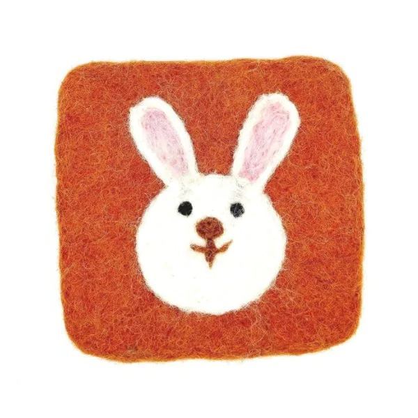 Cute Bunny Pattern Absorbent Wool Felted Coaster