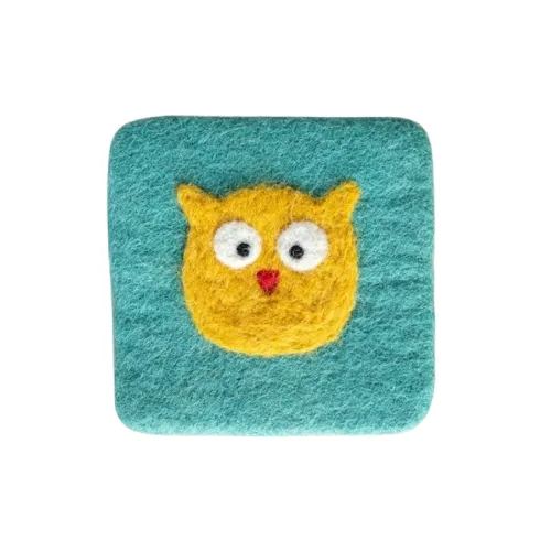 Cute Yellow Owl Pattern Absorbent Wool Felted Coaster