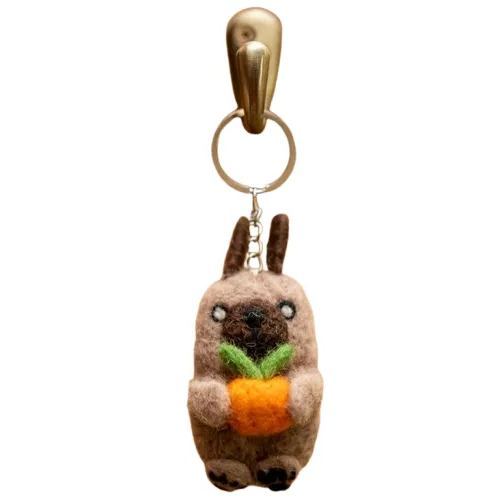 Cute Dog with Fruit Felted Keychain