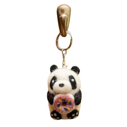 Cute Panda with Doughnut Felt Keychain