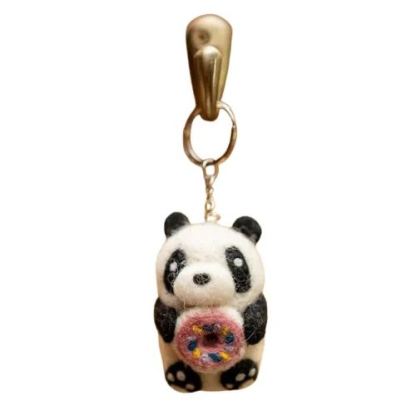 Cute Panda with Doughnut Felt Keychain