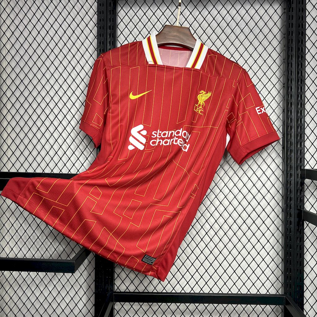 [CHAMPIONS]2024/2025 Liverpoothtl Home Gold Custom Football Shirt Custom