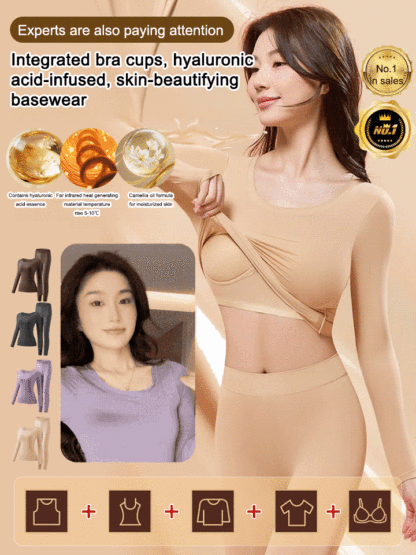 【500% warmth technology🔥】Integrated Bra Cup Hyaluronic Acid Skin Care Undershirt💖All you need in winter is this one piece