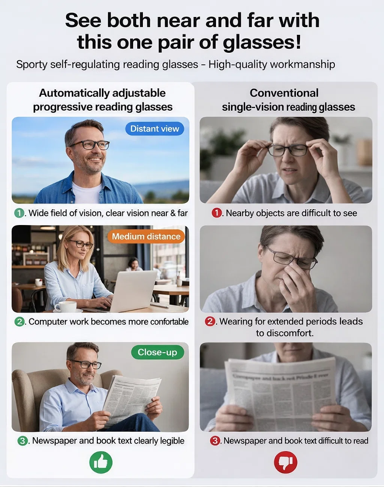 👓 Ophthalmologist-Recommended | Sabae Precision Eyewear Auto-Focus Reading Glasses with Blue Light Protection • No Eye Exam Needed • Adjustable from –10.0 to +10.0 Diopters • Ultra-Lightweigh