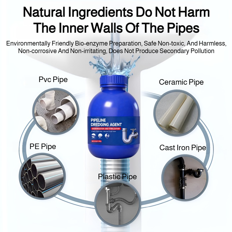 Bacteria and deodorant Pipe cleaner Pipe Unclogger Fast and efficient Blue Bottle Save time and effo