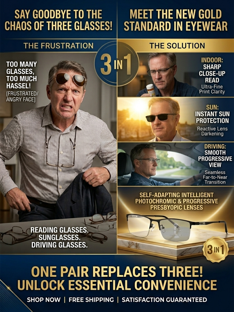 [One Pair Replaces Three] Adaptive Smart Photochromic Reading Glasses