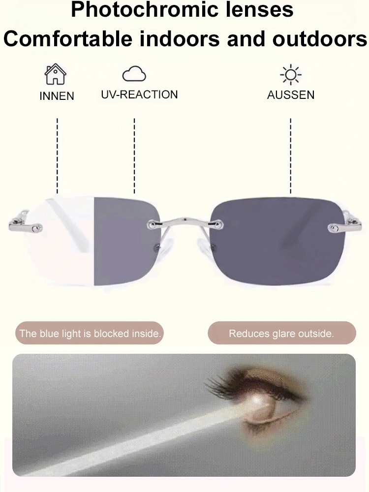 👓 Photochromic Auto-Focus Reading Glasses👓 Frameless • Ultra-Light • One Pair for Every Light & Distance
