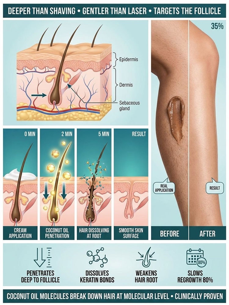 [Painless Hair Removal] Plant Extract Coconut Oil Hair Removal Cream