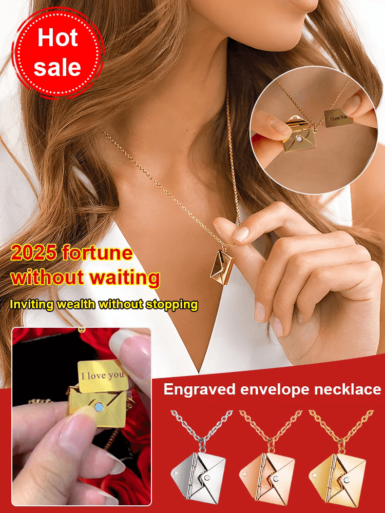  Engraved Envelope Necklace – Invite Luck, Wealth & Love!
