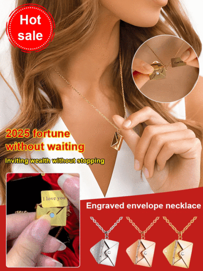  Engraved Envelope Necklace – Invite Luck, Wealth & Love!