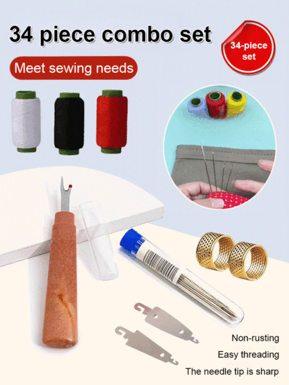 ✨【34-Piece Ultimate Value Kit Steel Needle Sewing Kit】– Your Ultimate Precision Stitching Companion!