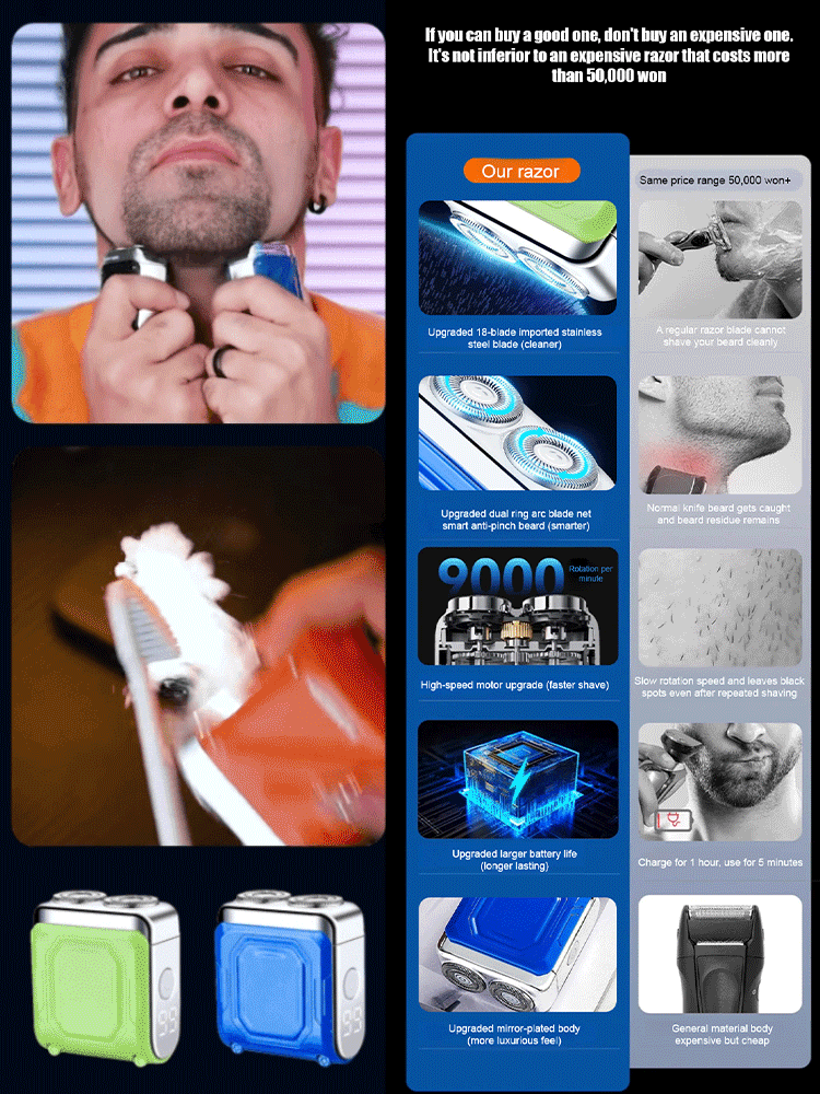 ✂️✂️✂️Digital display mini portable shaver, shave clean and you will look 20 years younger 🔋Ultra-long battery life, instant clean with one shave, easy rinse for cleaning, compact size, and highly portable.