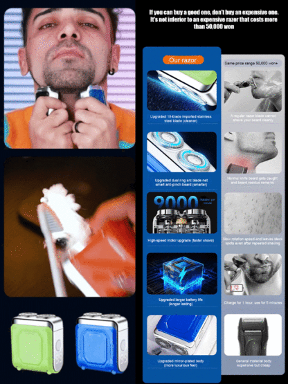 ✂️✂️✂️Digital display mini portable shaver, shave clean and you will look 20 years younger 🔋Ultra-long battery life, instant clean with one shave, easy rinse for cleaning, compact size, and highly portable.
