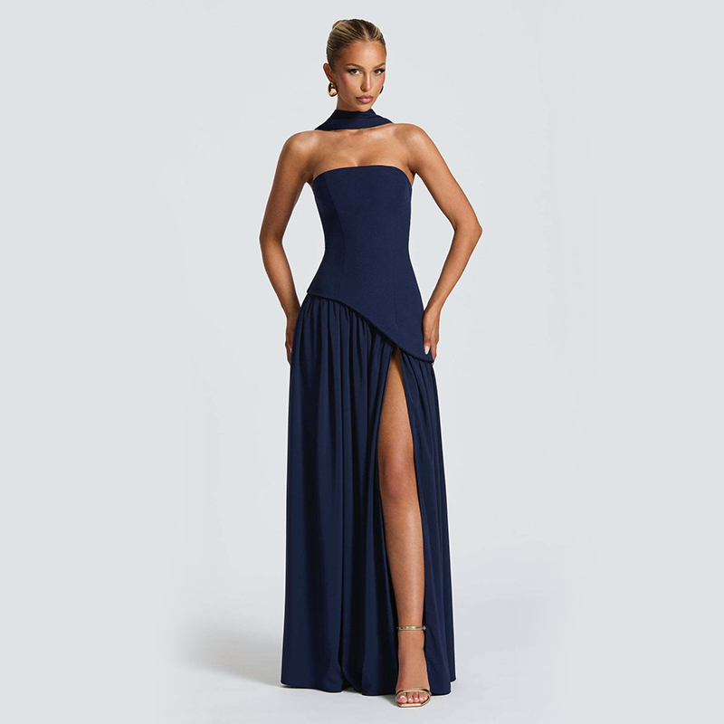 Sexy solid color tube top dress