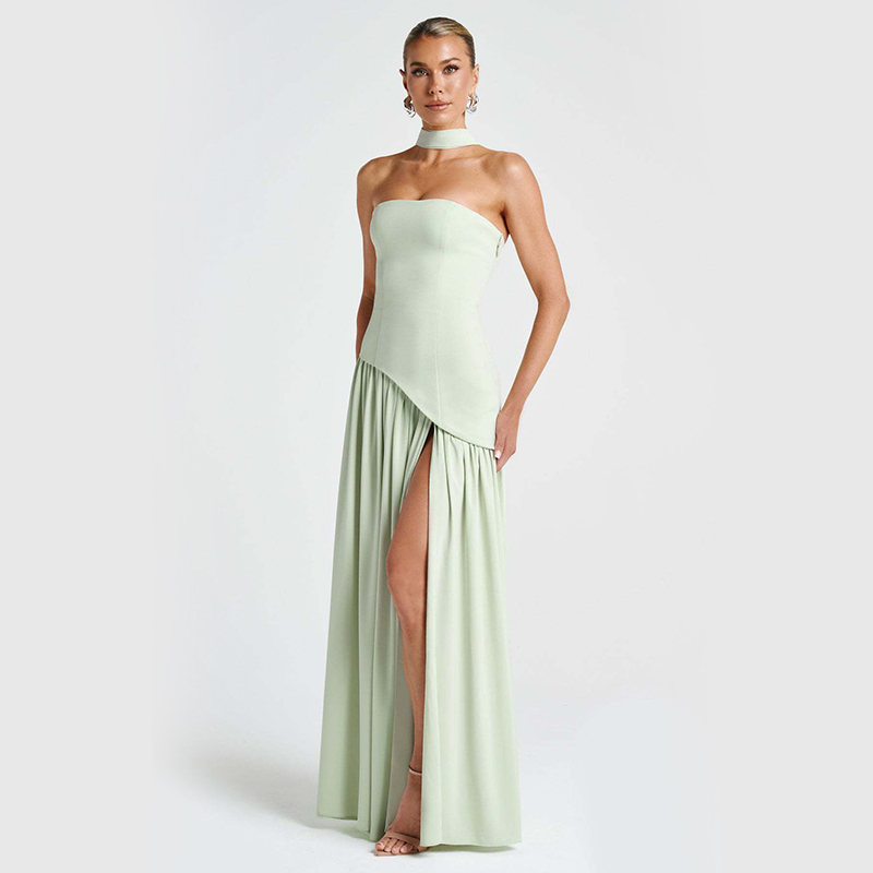 Sexy solid color tube top dress