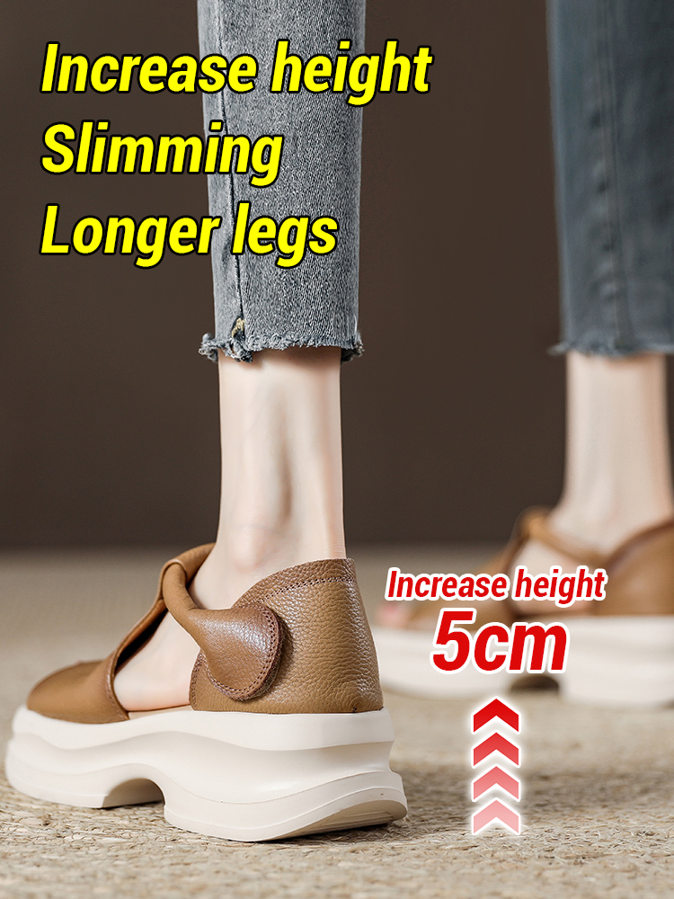 Open-toe wedge sole sandals.