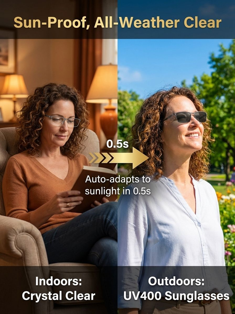 [One Pair Replaces Three] Adaptive Smart Photochromic Reading Glasses