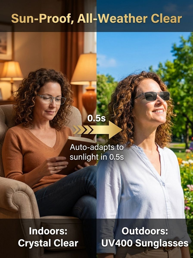 [One Pair Replaces Three] Adaptive Smart Photochromic Reading Glasses