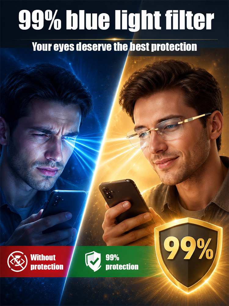 Frameless Photochromic Anti-Blue Light Reading Glasses