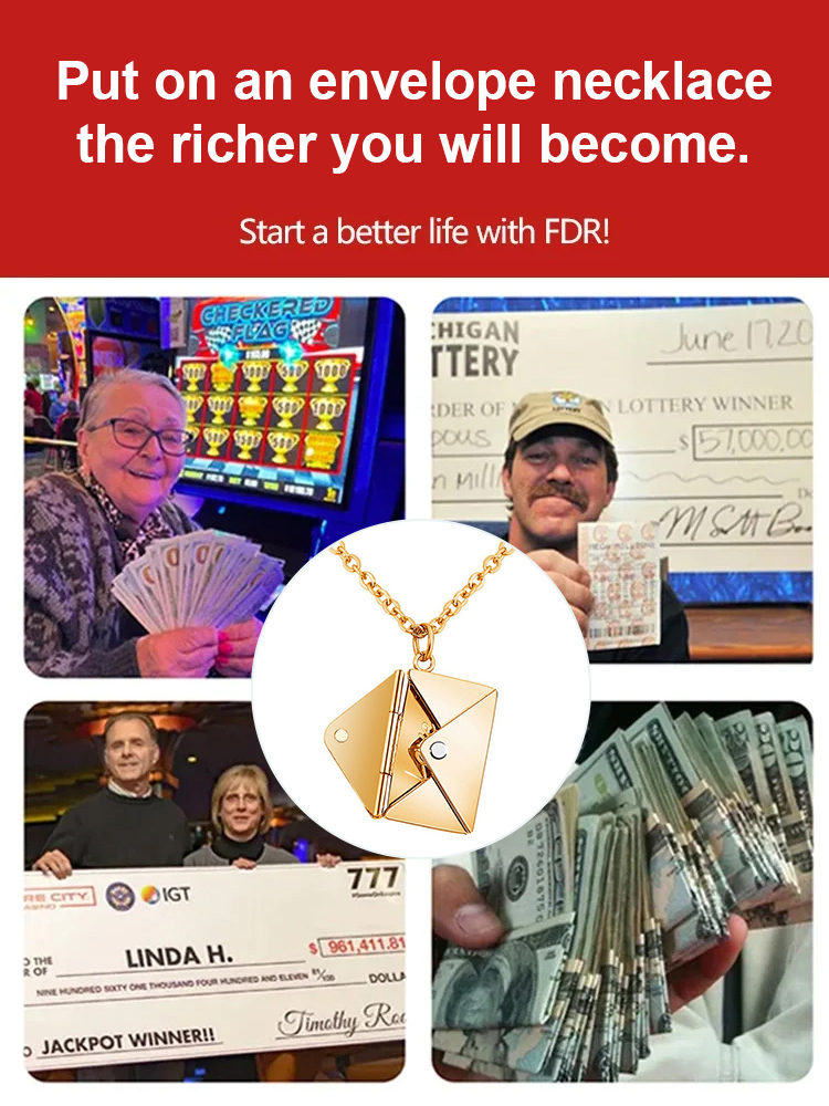  Engraved Envelope Necklace – Invite Luck, Wealth & Love!