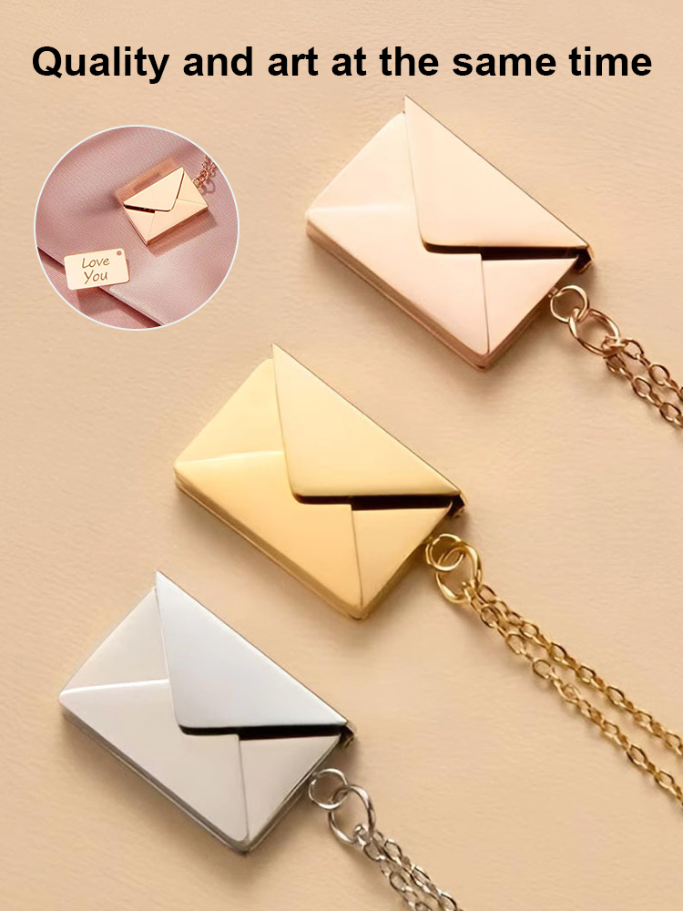  Engraved Envelope Necklace – Invite Luck, Wealth & Love!