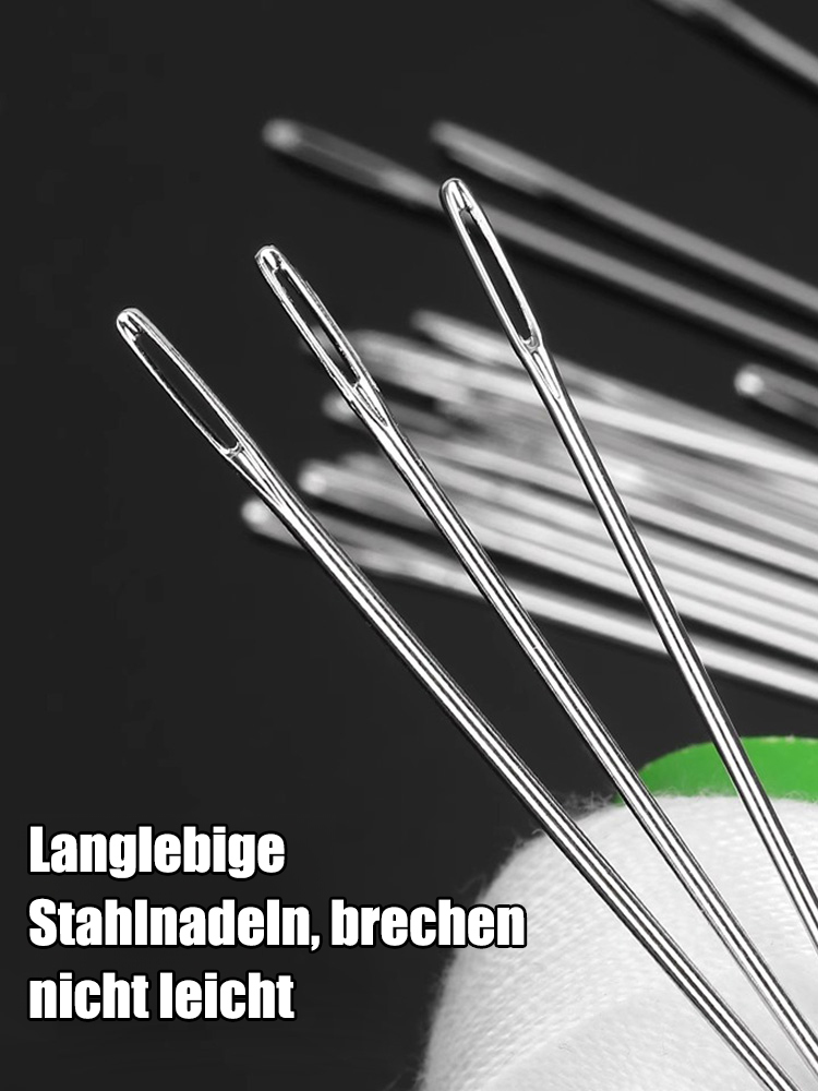 【34-teiliges Set】 Nähwerkzeug-Set mit großen Öhr-Stahlnadeln