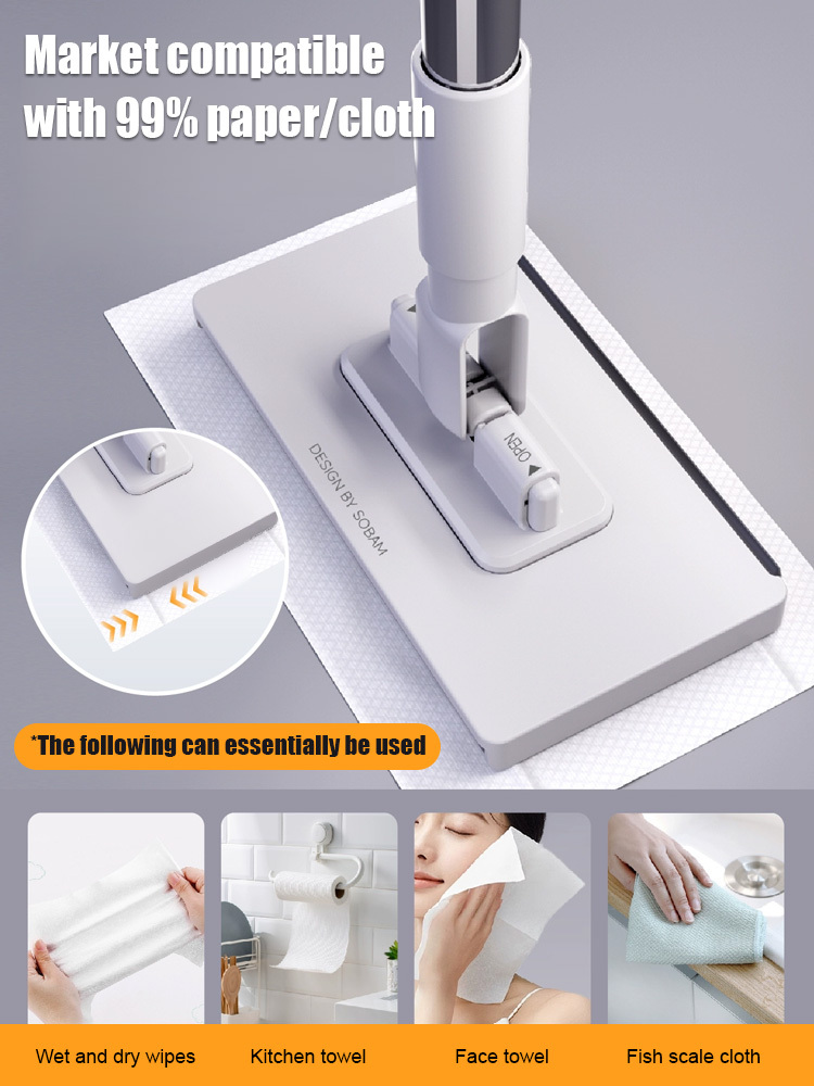 【100% Effortless! 】No-wash lazy mop💯🧽 Auto-Clamp Mop – Zero Water 💧 | Zero Mess 🧼 | ✨No dirty hands