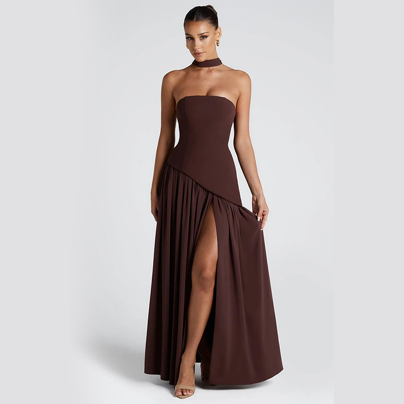 Sexy solid color tube top dress