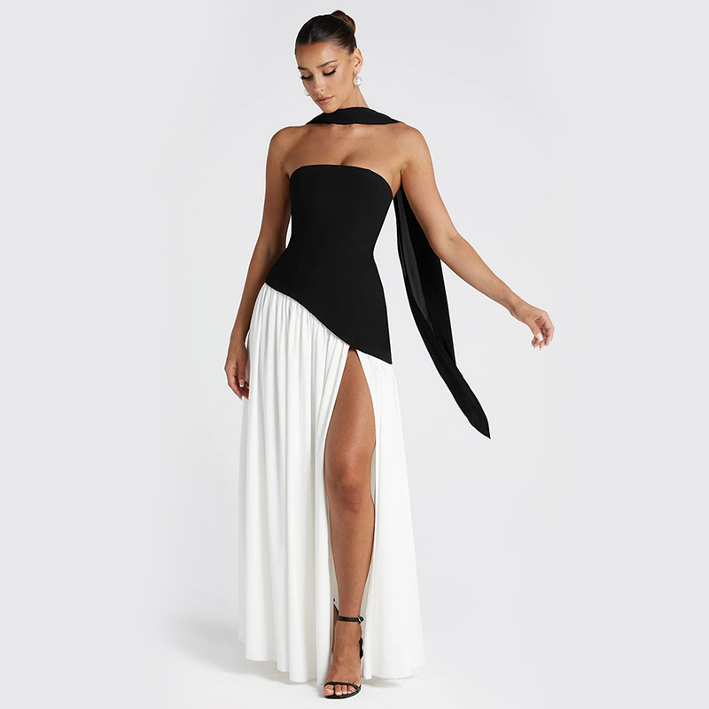 Sexy solid color tube top dress