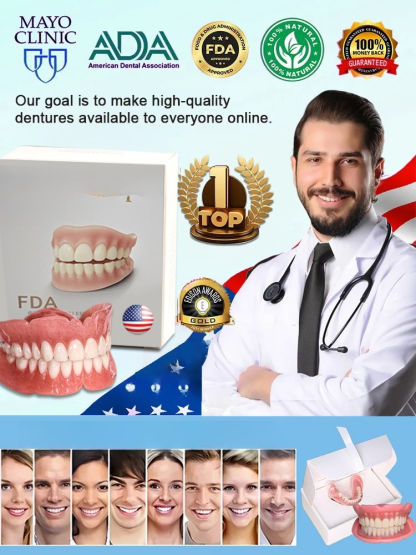 Lifetime after-sales service, installs in 1 second. Perfect Smile Dentures