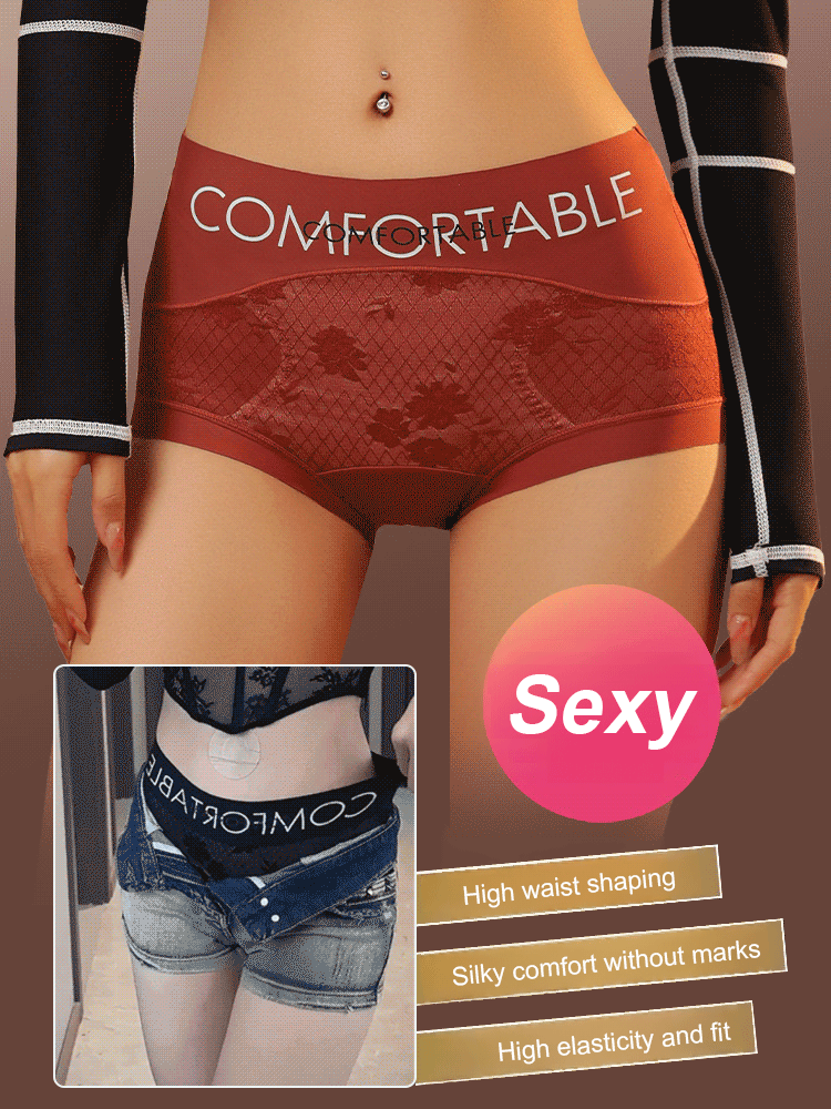 High waist seamless lace panties.