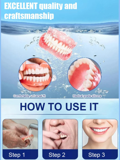 Lifetime after-sales service, installs in 1 second. Perfect Smile Dentures