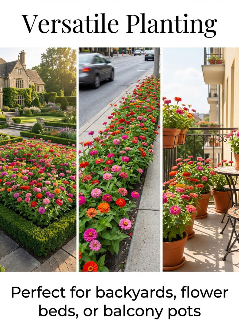 Double-flowered zinnia seeds sowing and blooming