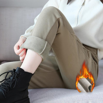 High-waisted warm padded pants