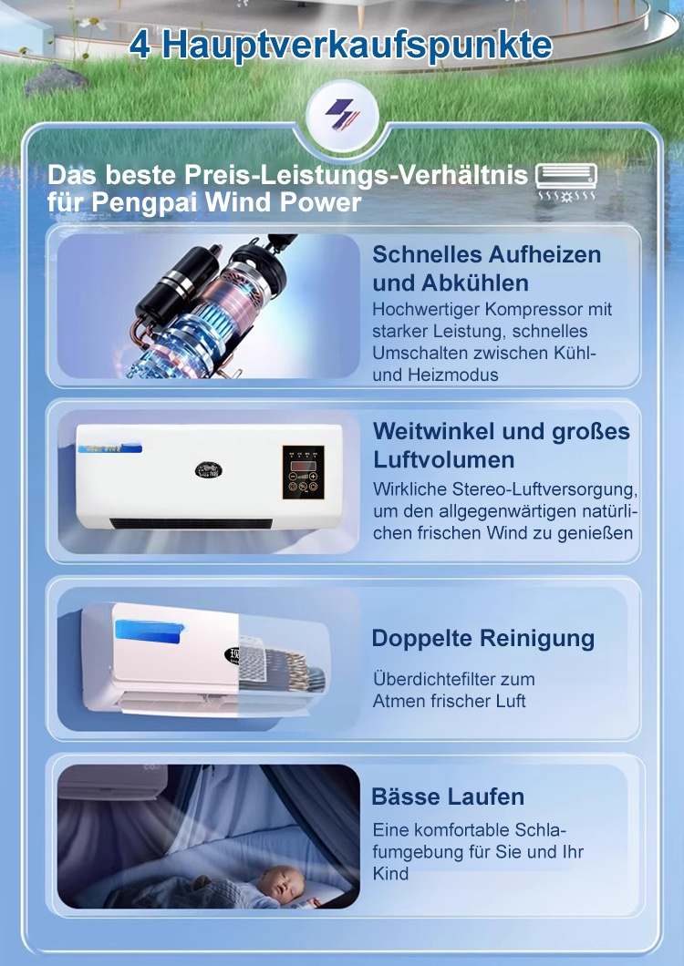 Moderne LED-Anzeige Warm- und Kaltluft tragbare Klimaanlage