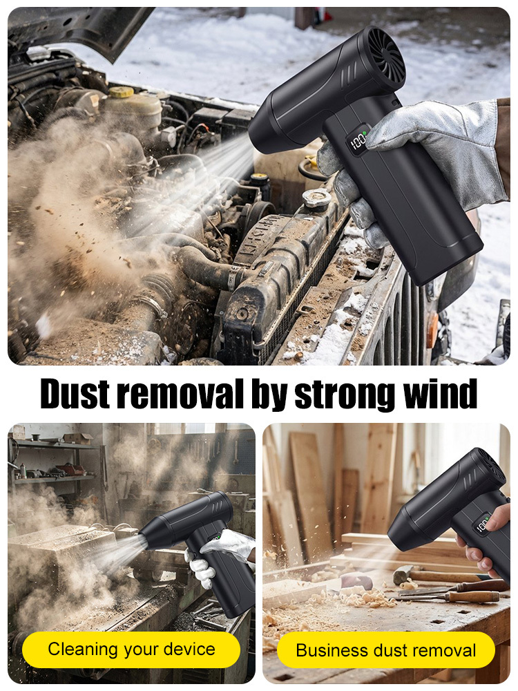 Turbocharged dust removal and snow blowing fan