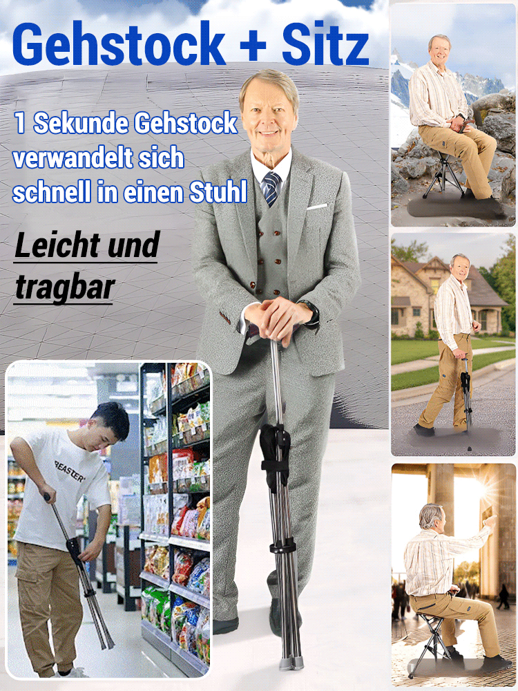 Sicher Gehen und jederzeit Sitzen – mit dem empfohlenen Gehstock