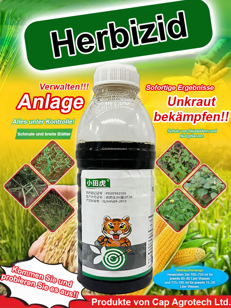 Eine gründliche Unkrautbeseitigung, die dem Boden nicht schadet – eine Flasche reicht für 3 bis 5 Morgen Land.