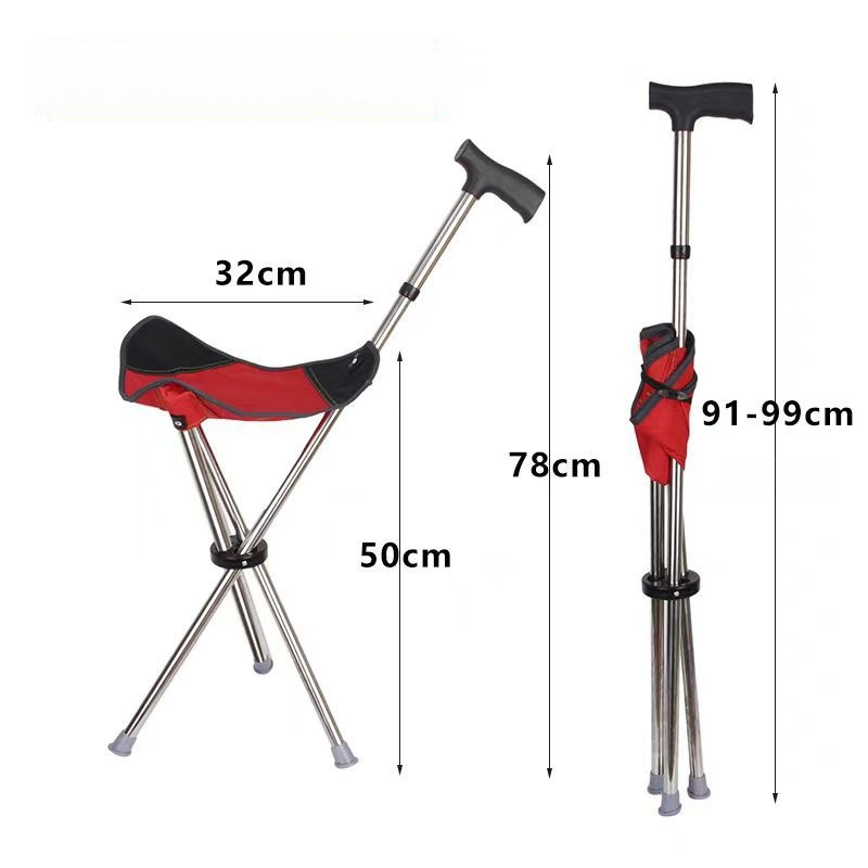 [3 colors optional] Retractable non-slip hiking cane chair