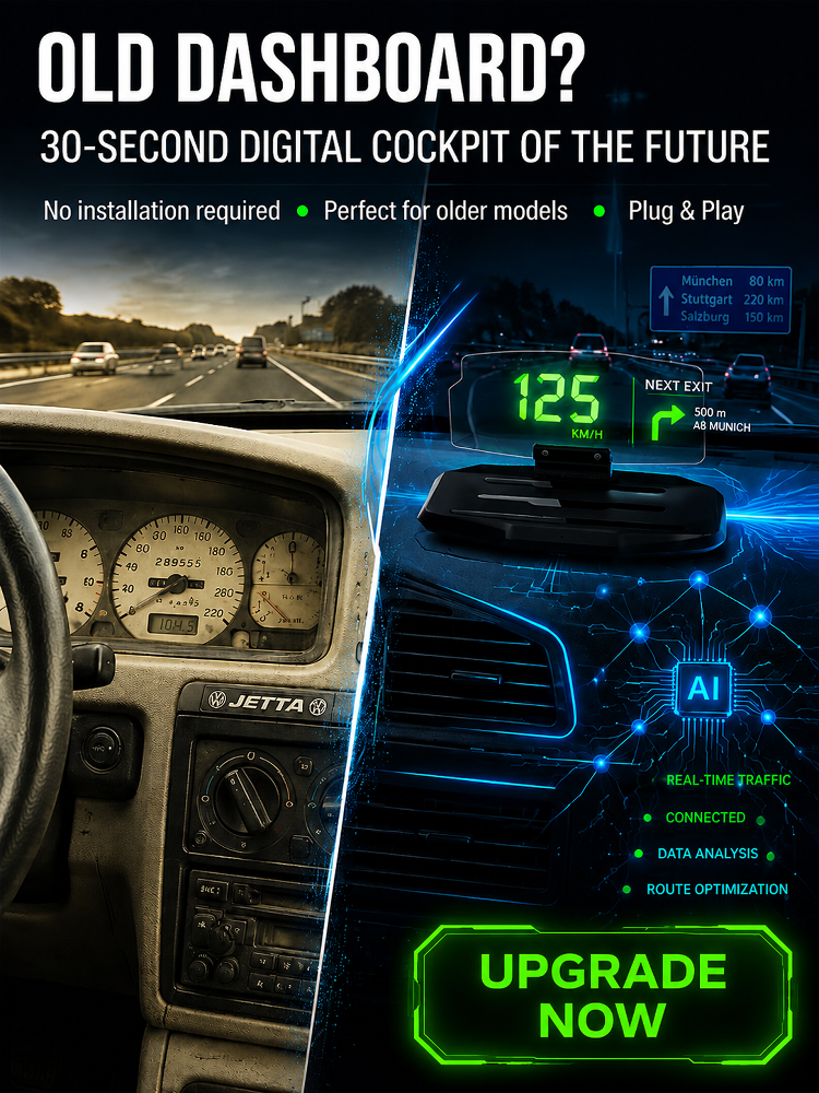 🚗 【Smart In-Car HUD Co-Pilot】Works on Sedans, SUVs, Pickups, RVs, and More!