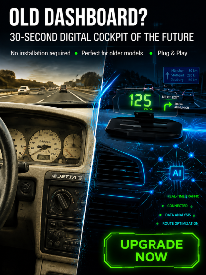 🚗 【Smart In-Car HUD Co-Pilot】Works on Sedans, SUVs, Pickups, RVs, and More!