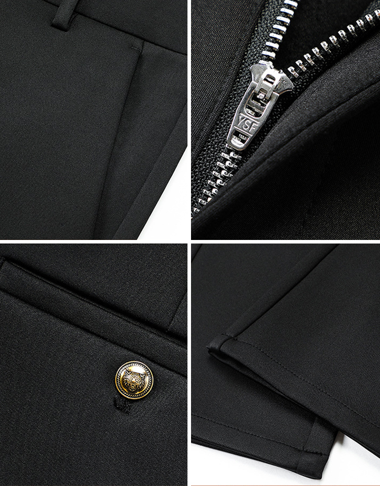 Straight padded business suit pants men