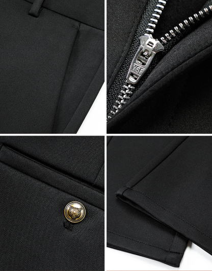 Straight padded business suit pants men