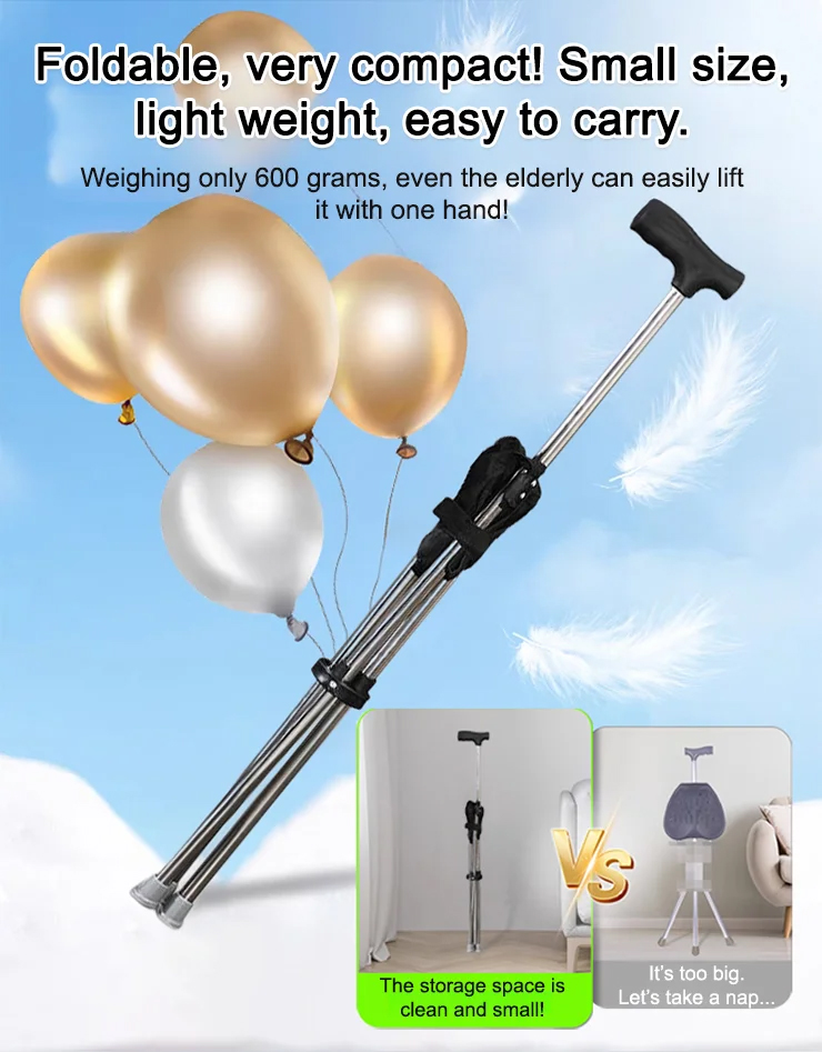 [3 colors optional] Retractable non-slip hiking cane chair