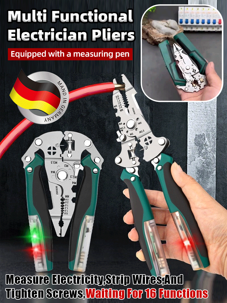 One 10-in-1 Electrical Tool — tester, screwdriver, wire stripper, and more.