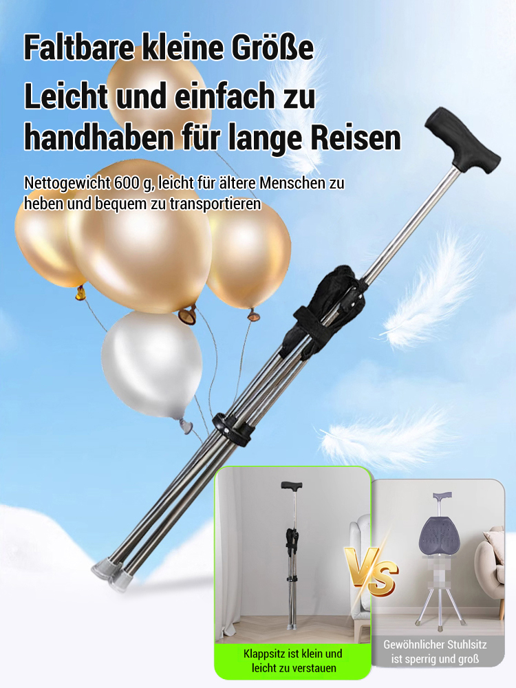 Sicher Gehen und jederzeit Sitzen – mit dem empfohlenen Gehstock