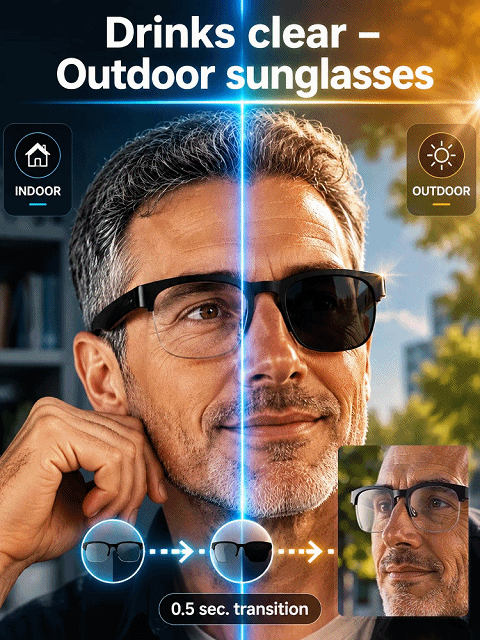 Smart Zoom Color-Changing Solar Real-Time AI Translation Glasses