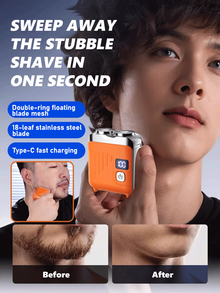 Next-generation portable rotary dual-ring electric shaver.