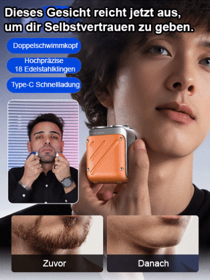 【50% Rabatt】Tragbarer elektrischer Rasierer mit Doppelkopf