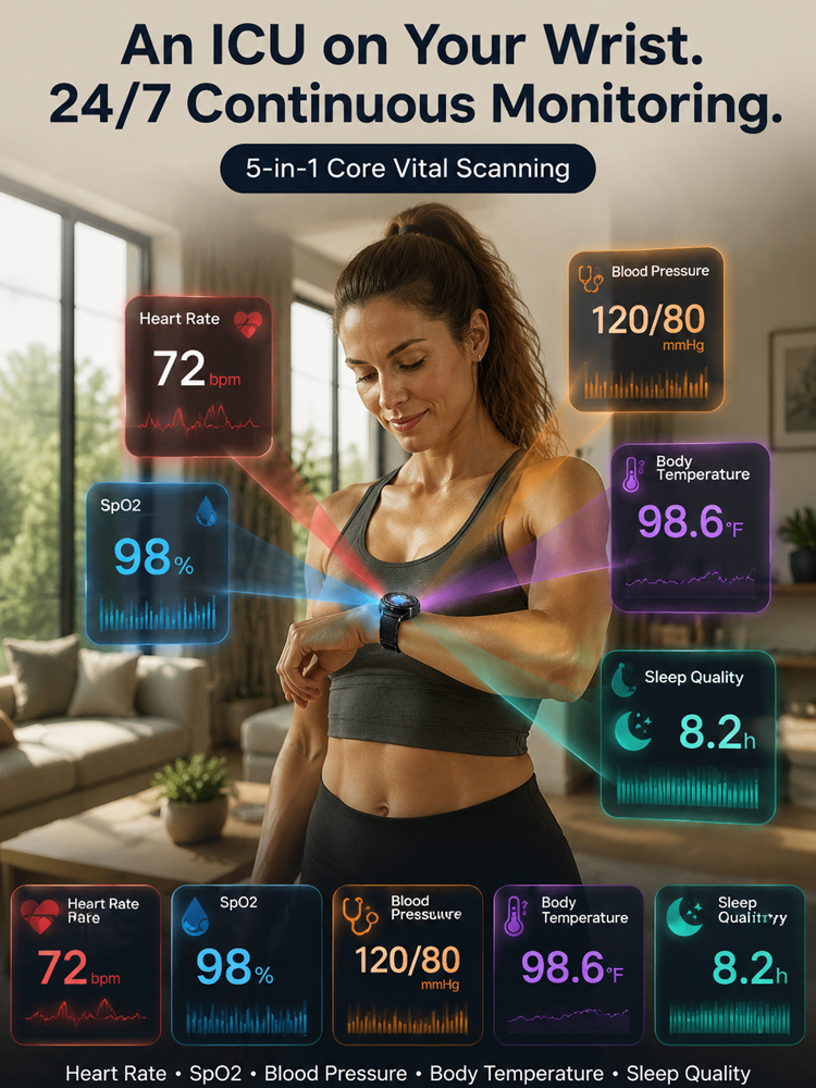 【Endorsed by Medical Doctors!】The Latest Smart Health Watch！The Premium Choice for Professionals!